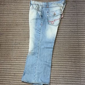 TRF Zara light washed straight cropped jeans.
